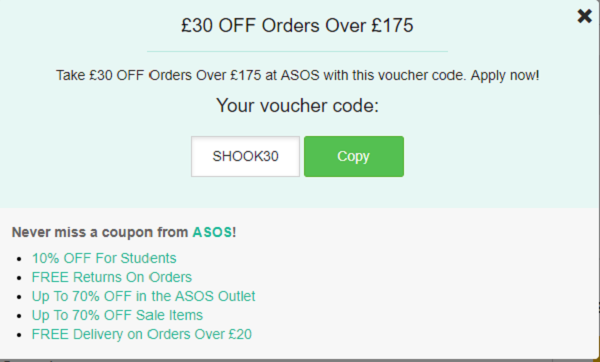 Asos new customer code