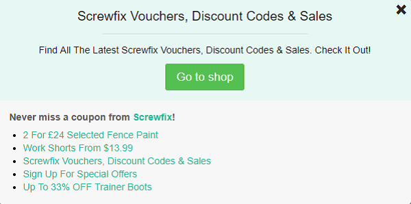 Promotional Codes For Screwfix