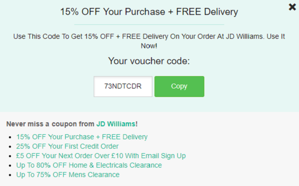 JD Williams discount code