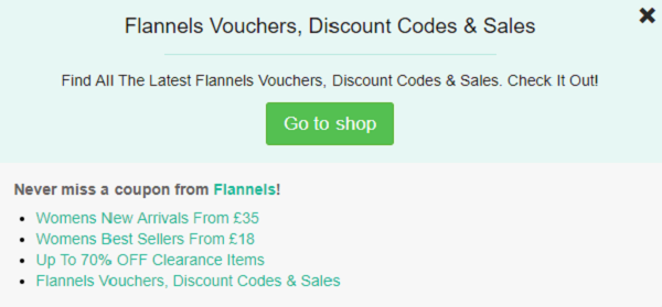 Flannels discount code