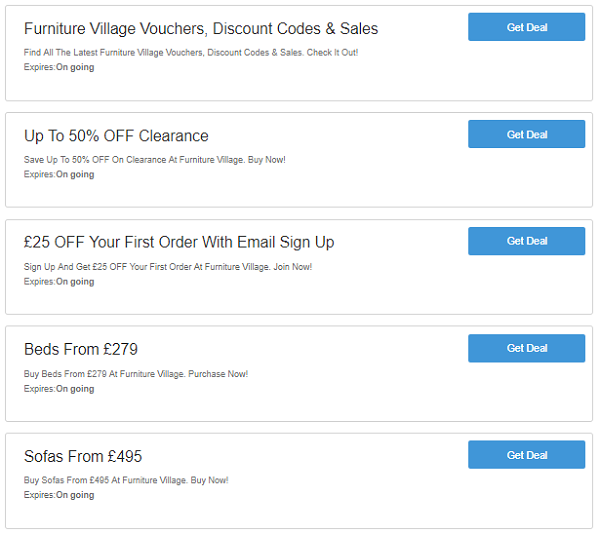 Furniture Village discount codes