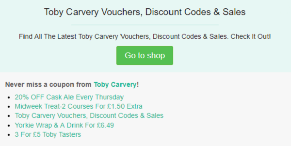 Toby Carvery voucher