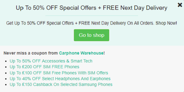 Carphone Warehouse discount code