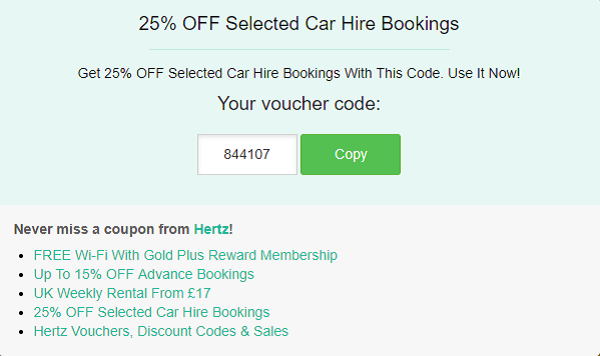 Car hire discount code