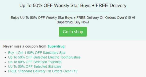 Superdrug voucher code