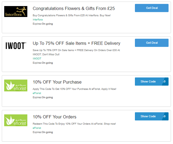 Flower voucher codes