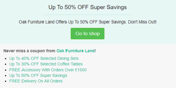 Oak Furniture Land discount code