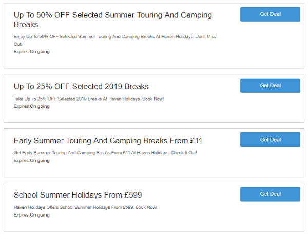Haven Holidays discount codes
