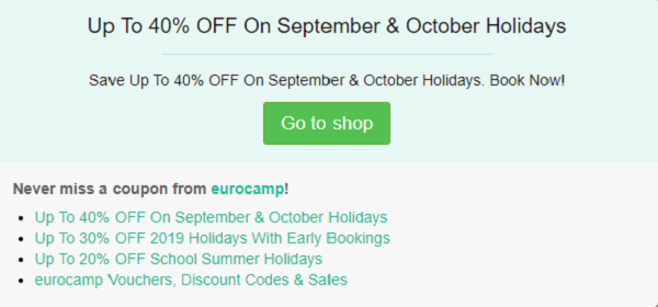 Eurocamp discount code