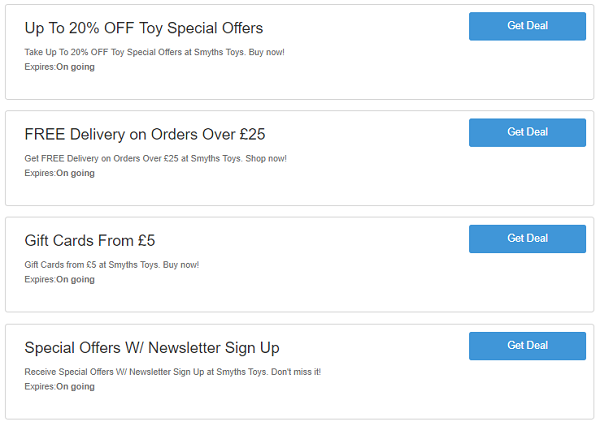 Smyths Toys promo codes