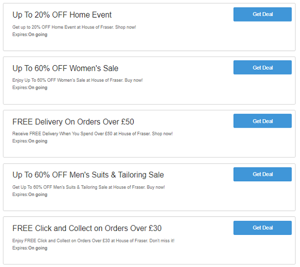 House Of Fraser discount codes