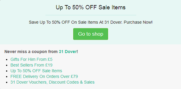 31 Dover discount code