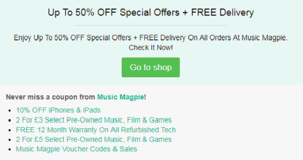 Music Magpie voucher code