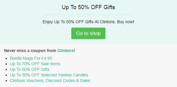 Clintons discount code