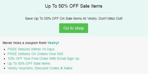 Vestry discount code