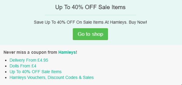 Hamleys discount code