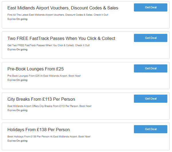 East Midlands Airport discount codes