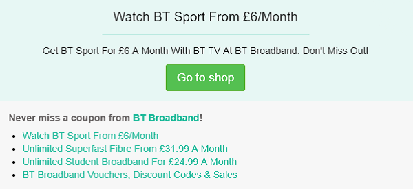 BT Broadband voucher code