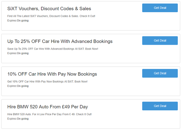 SiXT discount codes