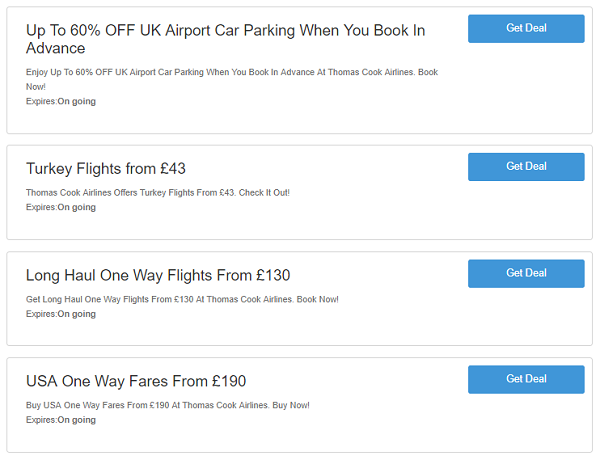Thomas Cook Airlines discount codes