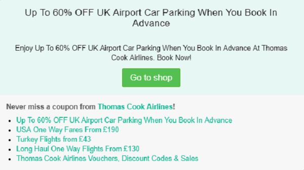 Thomas Cook Airlines discount code