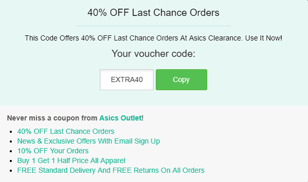 Asics Outlet discount code