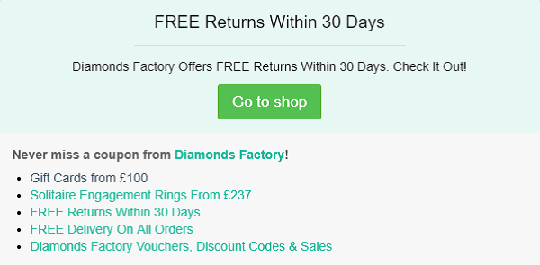 Diamonds Factory discount code