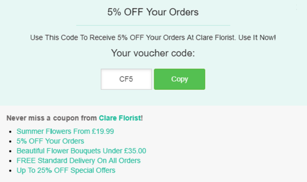Clare Florist discount code