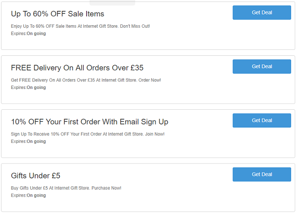 Internet Gift Shop discount codes