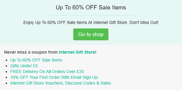 Internet Gift Shop discount code
