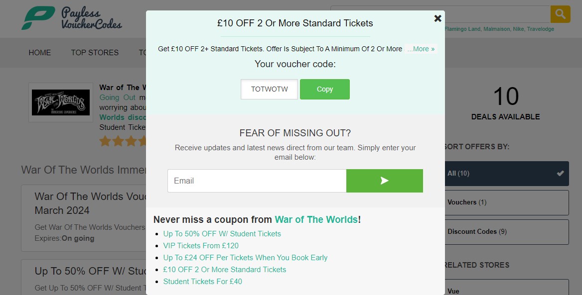 War Of The Worlds Immersive Experience Discount Code